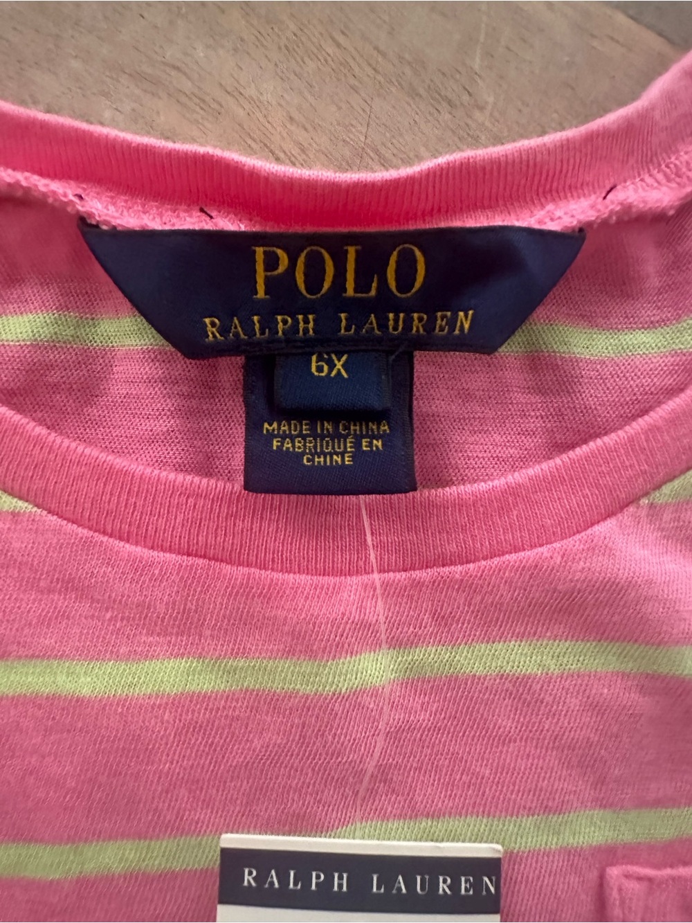 Polo Ralph Lauren Girls Pink Striped Ruffle Hem Pocket Dress NWT Size 6X - Picture 3 of 4